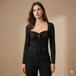 Chic Black Long Sleeve Blouse